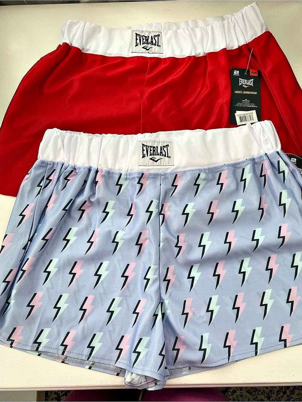 Everlast Ladies Loungewear Boxer Shorts Set Red & Blue
